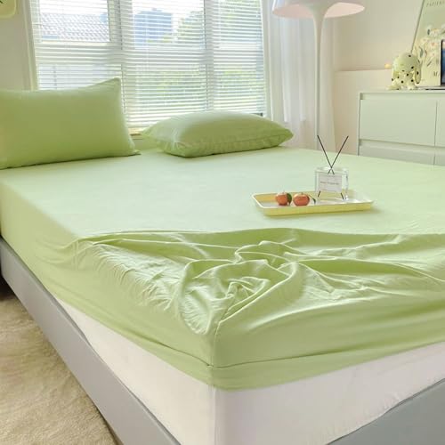LSZHBSL Spannbettlaken für Topper 200 x 220 cm mit Kissenbezug Atmungsaktiv Bettlaken aus Baumwolle Nässeschutz Spannbetttücher für Hohe Matratze bis 25 cm LSZHBSL Spannbettlaken für Topper 200 x 220 cm mit Kissenbezug Atmungsaktiv Bettlaken aus Baumwolle Nässeschutz Spannbetttücher für Hohe Matratze bis 25 cm von LSZHBSL