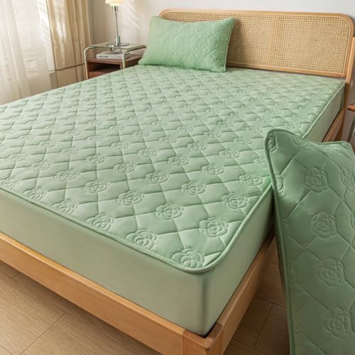 LSZHBSL Wasserdicht spannbettlaken 150 x 200 + 30 cm wasserdichter matratzenschoner Bettlaken atmungsaktiv Spannbetttuch für Boxspringbett Topper Matratze bis 25cm von LSZHBSL