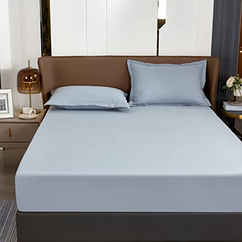 LSZHBSL wasserdichte Matratzenschoner 120x200+25cm Warme Spannbettlaken Gepolsterter Matratzenschoner/-schutzauflage, mit wasserdichter und atmungsaktiver Membran hellblau von LSZHBSL