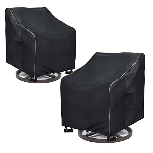 LSongSKY Outdoor-Stuhlhussen für Drehstuhl, wasserdicht, strapazierfähig, für Gartenmöbel, 76,2 x 86,4 x 98,5 cm, schwarz, 2 Stück von LSongSKY