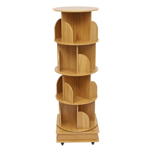 LSskm 4-Etagen 16-Fächern Bücherregal Buchhalter Drehbares Mit Rädern Freistehend von LSskm