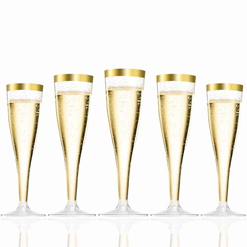 LStex 60 Stück Sektgläser Plastik mit Goldglitter Weingläser Set Geeignet für Hochzeitsfeiern und Geburtstage 150ml - Hergestellt aus hochwertigem, langlebigem Material LStex 60 Stück Sektgläser Plastik mit Goldglitter Weingläser Set Geeignet für Hochzeitsfeiern und Geburtstage 150ml - Hergestellt aus hochwertigem, langlebigem Material von LStex