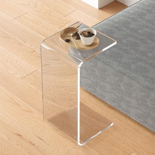 Acryl-Beistelltisch, klarer Acryl-Beistelltisch, kleiner Couchtisch mit runden Kanten, C-förmiger Sofatisch für Wohnzimmer, Nachttisch für Schlafzimmer, keine Montage erforderlich von LSyySy