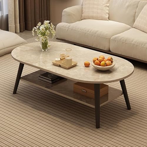 Mitteltisch für Wohnzimmer, 80 cm, Couchtisch für Wohnzimmer, minimalistischer Couchtisch, 2-stöckig, ovaler Couchtisch mit Stauraum, kleiner Beistelltisch für kleine Räume Mitteltisch für Wohnzimmer, 80 cm, Couchtisch für Wohnzimmer, minimalistischer Couchtisch, 2-stöckig, ovaler Couchtisch mit Stauraum, kleiner Beistelltisch für kleine Räume von LSyySy