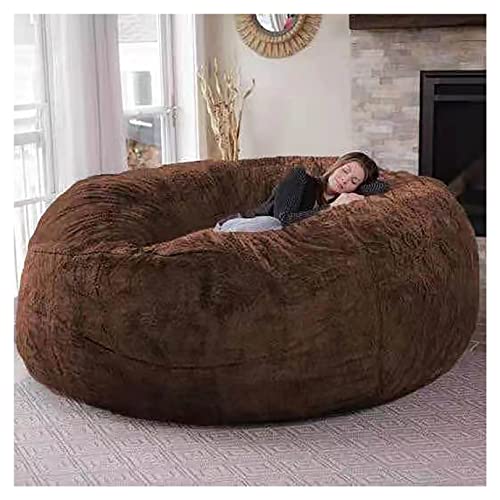 Riesiger Pelz-Sitzsack für Erwachsene, Wohnzimmermöbel, groß, rund, weich, flauschig, Kunstfell-Sitzsack (ohne Polsterung), faule Schlafsofa-Abdeckung von LSyySy