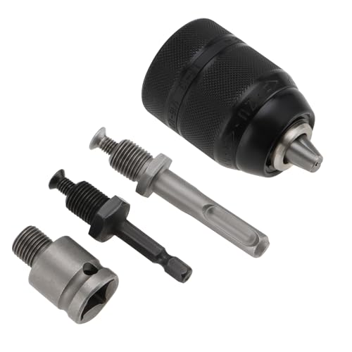 LT Easiyl 1 Set 1,5-13 Mm Schnellspannbohrfutter 1/2 Schraubenschlüsseladapter Ersatz-SDS-Schaft Metall Selbstsicherndes Bohrfutter für Handbohrmaschine Schwarz von LT Easiyl