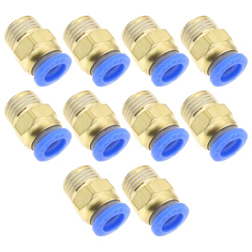 LT Easiyl 10 Stück Gerade Pneumatische Steckverschraubung 1/4 Zoll Männlich auf 8 Mm Rohr-Außendurchmesser Push to Schnell Druckluft Anschlussstecker von LT Easiyl