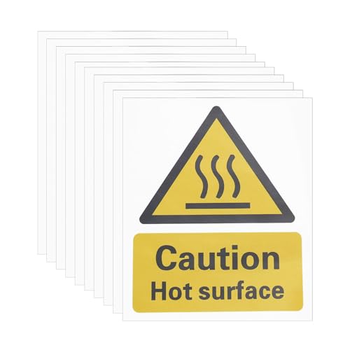 LT Easiyl 10 Stück Warnung heiße Oberfläche Schild Aufkleber 11 cm x 9 cm selbstklebende Aufkleber Erinnerung Vorsicht Hitzeschild heiße Oberfläche Aufkleber von LT Easiyl