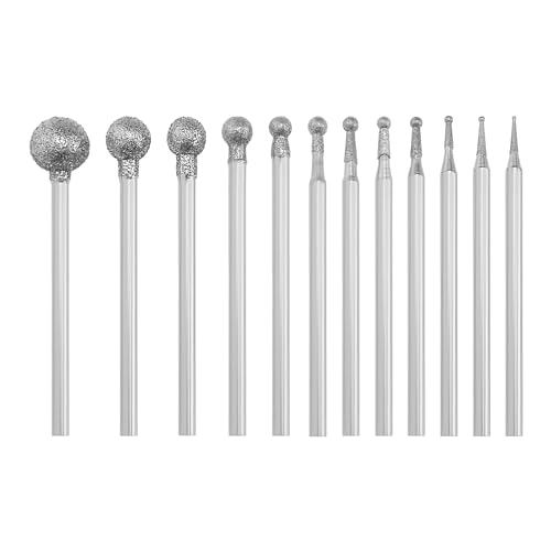 LT Easiyl 12 Stück Diamantfräser-Set mit Rundem Kopf Steinschnitzset 0,5–8mm Kugelkopf Diamantfräser Passend für 3/32 Zoll Dorn Kompatibel mit Rotationswerkzeug Silber LT Easiyl 12 Stück Diamantfräser-Set mit Rundem Kopf Steinschnitzset 0,5–8mm Kugelkopf Diamantfräser Passend für 3/32 Zoll Dorn Kompatibel mit Rotationswerkzeug Silber von LT Easiyl
