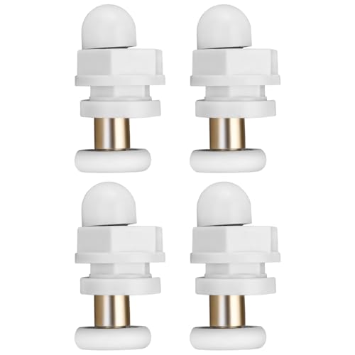 LT Easiyl 4 Stück Duschtürrollen 19mm Altmodische Bogenrolle Ultraleise für Dicke 4-6mm Duschtür Badezimmer-Glastür Weiß von LT Easiyl