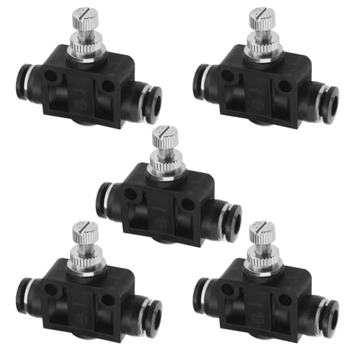 LT Easiyl 5 Stück 6 Mm Rohr-Außendurchmesser Luftstromregelventil-Verbindung Pneumatische Geschwindigkeitsregelung Durchflussregler Drosselventil Geschwindigkeitsregelventil Push-to-Connect-Anschluss von LT Easiyl