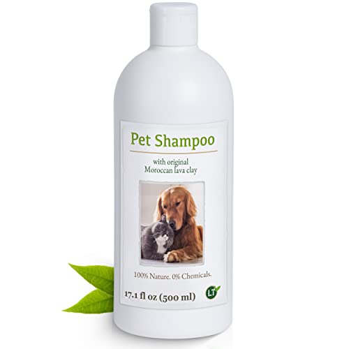 Bio-Tiershampoo vegan ohne Seife / chemische Zusätze, auf Basis von Lavaerde geruchsneutral hypoallergen 500ml Hundeshampoo Katzenshampoo Fellpflege Schuppen Langhaar Kurzhaar weiches glänzendes Fell von LT-Naturprodukte