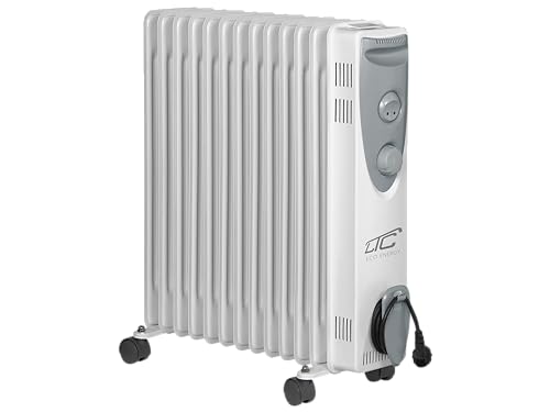 LTC - UG13 - Elektrischer Ölradiator - Heizkörper - mit 13 Rippen - mit Thermostat - Max. 2500 W - Elektro Konvektorheizung - mit Überhitzungsschutz und Rollen - für Innenräume - Tragbar - Grau von LTC