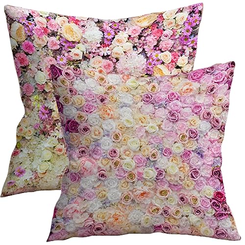 LTDKAEN Lila Blume Kissenbezüge 45x45cm Satz von 2 Rosen Floral Home Dekoration Bauernhof Kissen Pfirsich Haut Velve werfen Kissenbezüge für Sofa Schlafzimmer von LTDKAEN