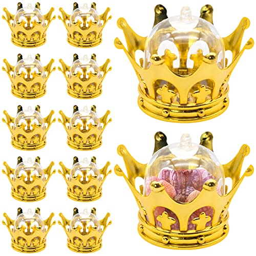 12 Stück Befüllbare Krone mit Kuppel Party Gefälligkeiten Dekorative Krone Süßigkeiten Aufbewahrungsboxen Füllbare Golden Crown Candy Behälter für Babyparty Prinzessin Geburtstag Party Supplies von LTHERMELK