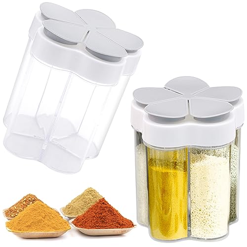 2 Stück Gewürzgläser Kunststoff Gewürzdosen 5 In 1 Gewürzdosen mit Deckel Gewürzstreuer Transparent Gewürz Dispenser für Salz Pfeffer Küche WüRzen Camping Wandern Picknick Grillen Reise von LTHERMELK