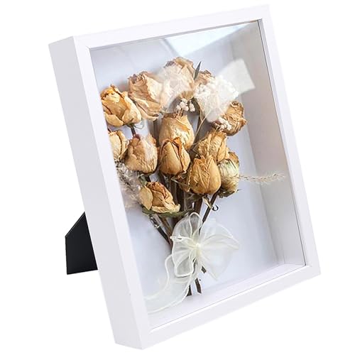 3D Bilderrahmen zum Befüllen Objektrahmen 3D Tiefer Bilderrahmen Holz Rahmen Objektrahmen Shadow Box für Wandbehang oder Desktop, Objektrahmen für Geburtstag Hochzeitsgeschenk(Weiß, 20 x 25cm) von LTHERMELK