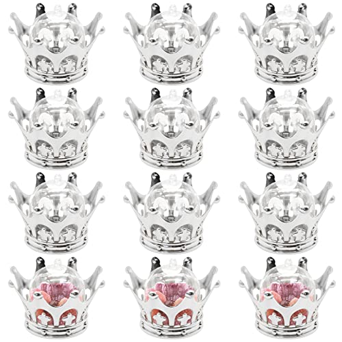 Fillable Crown with Dome Party Favors Decorative Crown Candy Storage Boxes Fillable Golden Crown Candy Containers for Baby Shower Princess Birthday Party Supplies (Silver) von LTHERMELK