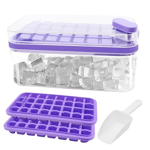 LTHERMELK Silikon Eiswürfelform,Eiswürfelbehälter mit Deckel,Eiswürfelbox für den Gefrierschrank,Eiswürfel kann zur Herstellung von Bier, Wodka und anderen Getränken verwendet werden (Lila) von LTHERMELK