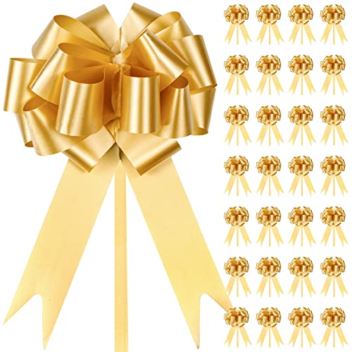 LTHERMELK 30 Stück goldene Geschenkschleifen, zum Ziehen, Band für Party, 10 cm, große dekorative Schleife für Weihnachtsbaum, Auto, Hochzeit, Geschenkkörbe, Florist von LTHERMELK