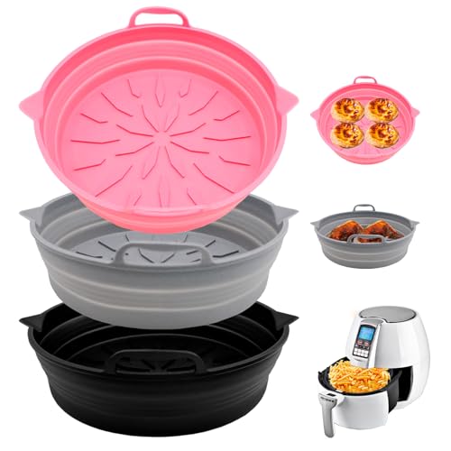LTHERMELK Silikonform für Heißluftfritteuse & Backofen - 3x faltbare Formen (geruchsneutral, spülmaschinengeeignet) - Für Ninja Foodi, Airfryer & Ofen von LTHERMELK