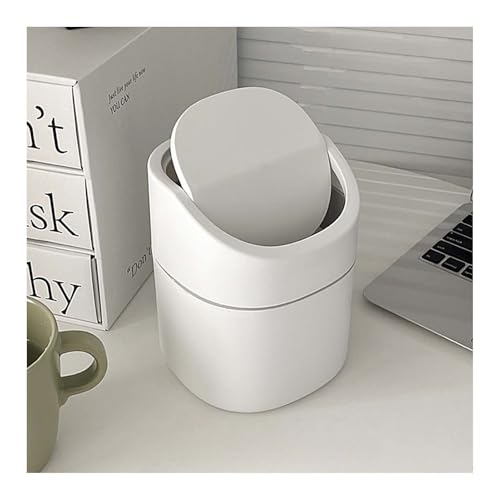 LTHERMELK TischmüLleimer, Kunststoff MüLleimer Klein, Mit Deckel Papierkorb, MüLleimer Kinderzimmer MäDchen FüR Familie Wohnzimmer Schreibtisch Badezimmer BüRo(Weiß) von LTHERMELK
