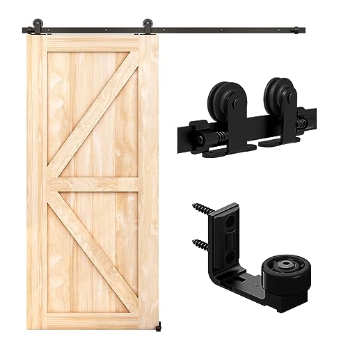 LTIYITL Schiebetür-Zubehör-Set für Schiebetüren, Schwarz, 203 cm (6,6 Fuß), Modern, Stahl von LTIYITL