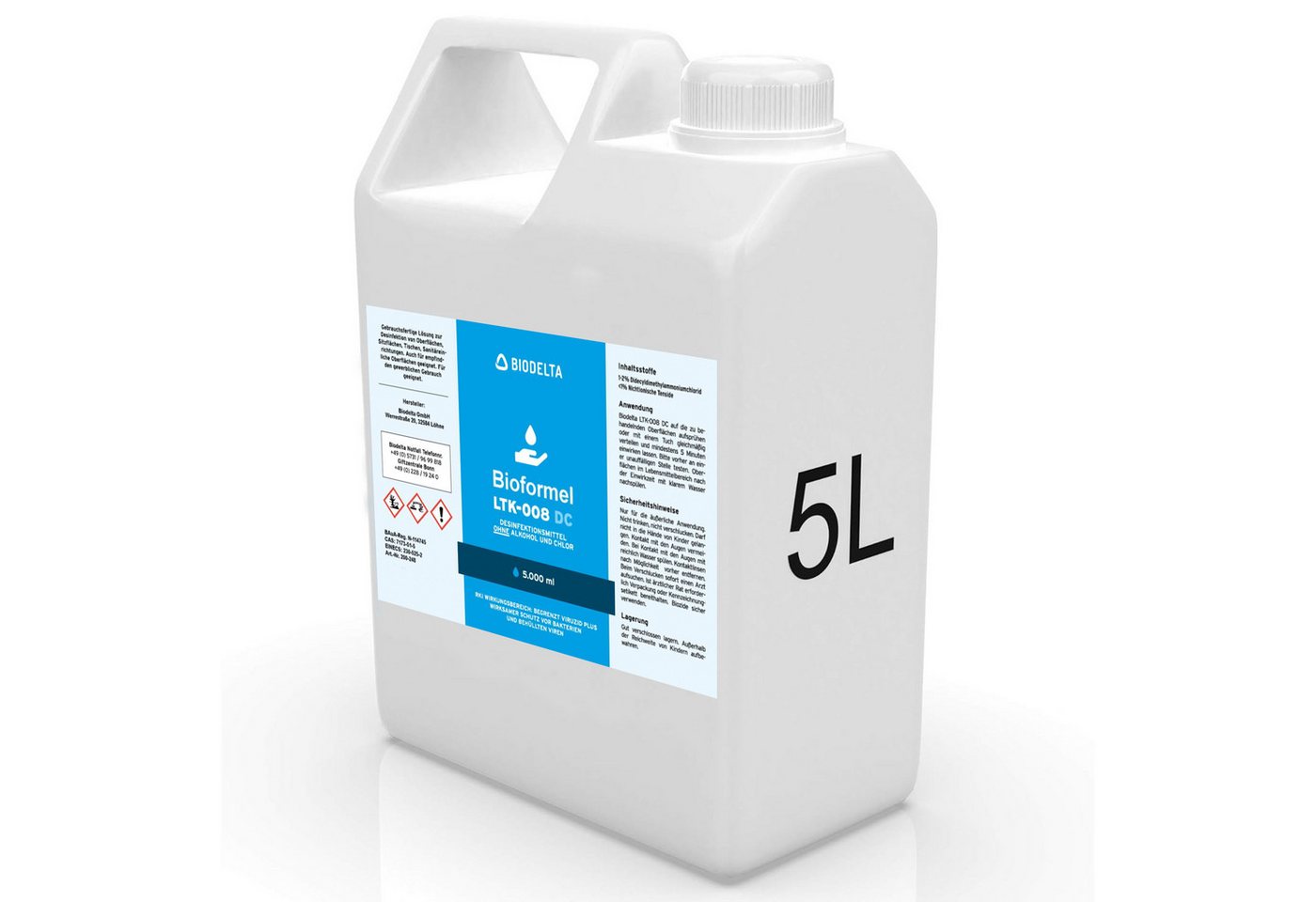 LTK-008 Biodelta Flächendesindektionsmittel DC N Oberflächen-Desinfektionsmittel (Kanister, [- Kanister 5L) von LTK-008 Biodelta