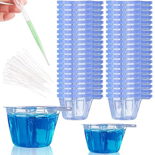 100 Stück 40 ml Kunststoff-Einwegbecher-Spender und 25 Stück 3 ml Tropfer Silikonharzformen Kit für DIY Epoxidharz Schmuckherstellung Werkzeuge von SKYPRO