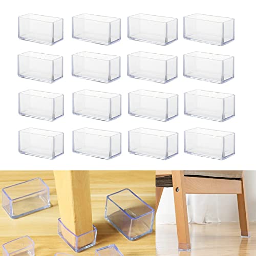 16 x rechteckige Stuhlbein-Bodenschoner, 15 x 30 mm, aus Silikon, frei bewegliche Tischbeinabdeckungen, Hockerbeinkappen zur Vermeidung von Kratzern auf Hartholz-Boden und zur Geräuschreduzierung von LTKJ