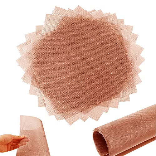 20 Stück 80 Mesh 99,9% reines Kupfer Screen Woven Mesh Screen, Copper Mesh Cloth Fine Mesh, 7,5 x 7,5 Zoll von LTKJ
