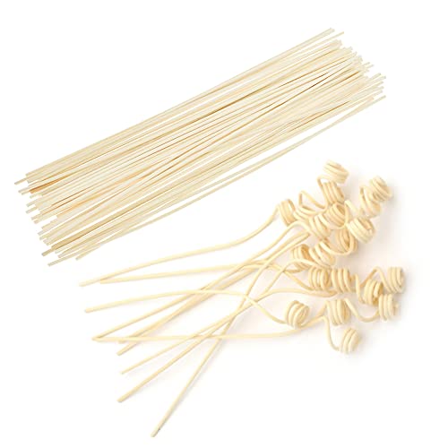 35 Stück Rattan-Holz-Diffusorstäbchen, 3 x 300 mm, natürlich & 2 x 230 mm, halb gebogene Ersatz-Nachfüllstäbe für Zimmer, Büro, Öl, Duftdiffusor von LTKJ