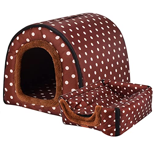 Haustierbett, Großer Hund Hundehütte Winter Warm halten Waschbar Innen Luxus Hundehütte Vier Jahreszeiten Hundehöhle Iglu 2 in 1 Sofa Hunde Kissen,G,XXXL 105 * 80 * 78cm von LTLJX