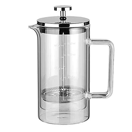 LTLWSH French Press Kaffeebereiter Kaffeepresse Glas - Kaffeezubereiter Permanent Edelstahlfilter Hitzebeständigem Espresso und Teemaschine für den perfekten Kaffee,600ml von LTLWSH