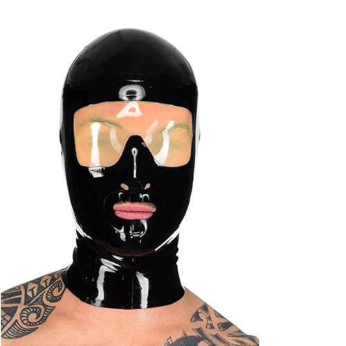 100% Naturlatexmaske Extreme Male SM Maske Latex Maske Sex Bondage Maske Gummimaske Halloween Cosplay Kopfbedeckung BDSM Sexspielzeug Fetisch Porno Maske,XL,Black von LTMDESH