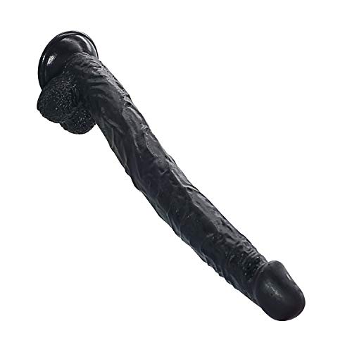 40cm Extra Langer Realistischer PVC Dildo in Großer Größe Mit Starkem Saugnapf Und Hoden Für Die Vaginale G-Punkt-Stimulation Und Anale Penisnachbildung Für Anfänger Schwule Und Paare Analplugs,Black von LTMDESH