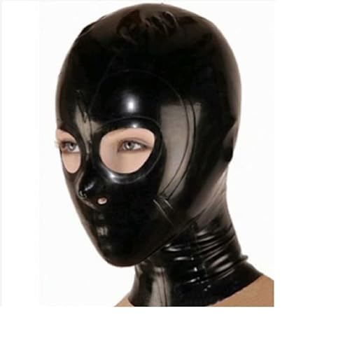 BDSM Knebel Maske Fetisch Rubber Maske Latex Maske Heroine Maske Bondage Cosplay Masken Mit Reißverschluss Offene Nase Folter Maske Komplett Erotik Restrictions Maske,XXL,Black von LTMDESH