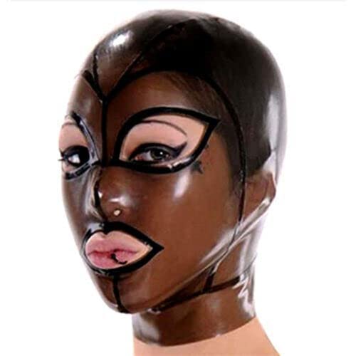 Halloween Latex BDSM Sexy Maske Bondage Maske Erotik SM Fetisch Sex Maske Gummimaske Party Cosplay Kopfbedeckung Extreme Sexspielzeuge Für SM Männer Damen,XXL,Black von LTMDESH