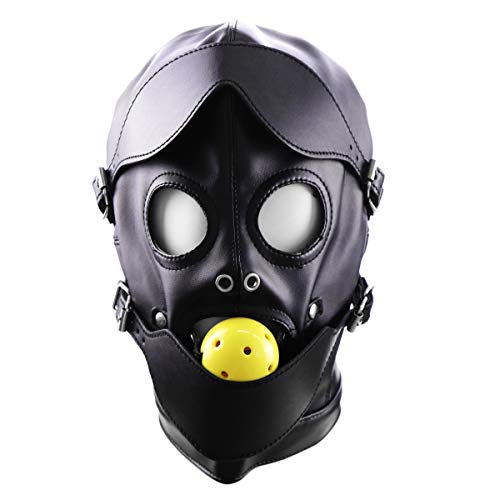 Knebel/Gag Maske Ledermaske SM Sexmaske Männer Bondage Maske Halloween KapuzeFrauen BDSM Sexy Maske Party Maskerade Fetisch Sexspielzeug,M,Black von LTMDESH