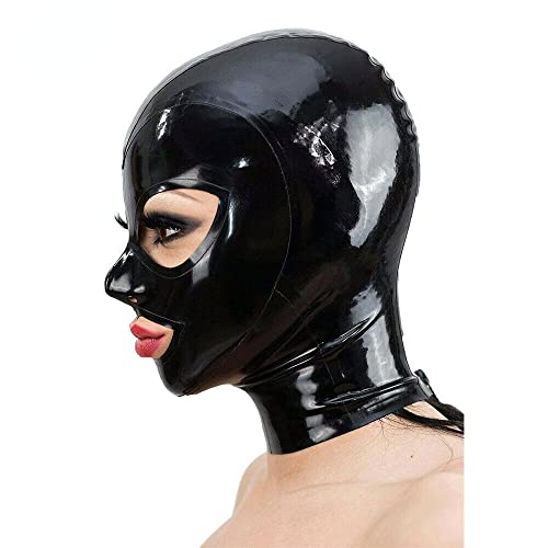 Latexmaske Frauen Bondage Masken BDSM Masken Knebel Maske Paar Sexspielzeug Latex Kopfbedeckungen Fetisch Halloween Masken Cosplay Masken SM-Spiele Für Erwachsene,L,Black von LTMDESH