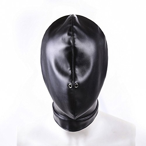 Ledermaske Männer Erstickungsmaske SM Sexmaske Damen Bondage Haube Halloween Cosplay Maske SM Sklaven Haube Maskerade Sexspielzeug,M,Black von LTMDESH