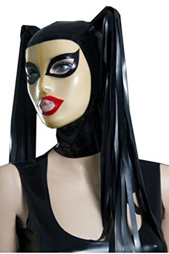 SM Party Maske Sexy Maske Erotische Maske Cosplay Maske Frauen Gummimaske Latexmaske Fetisch Kopfmas Extrem Bondage Sklaven Sexspielzeug Für Paare,L,Black von LTMDESH