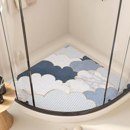 Komfortable Viertelrunde Duschmatte für Innendusche, weicher strukturierter PVC-Badteppich, praktische, schnell trocknende Luffa-Matte (Stil E, 60 x 60 cm) von LTSRLL