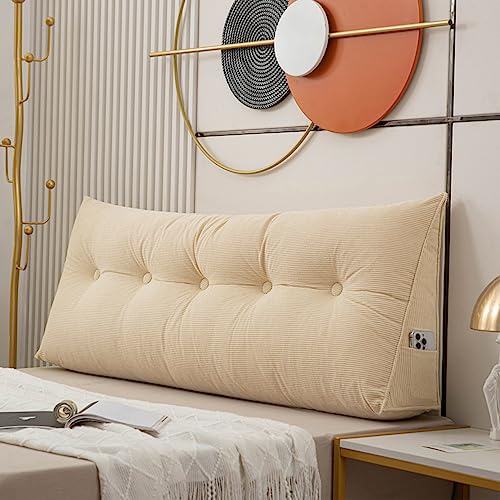 Kopfteil-Keilkissen – weiches Rückenkissen mit abnehmbarem Bezug – 120 x 50 x 20 cm, Lendenwirbelstütze, TV-Kissen für Bett, Sofa, großes Nackenrolle, Lesekissen für Erwachsene und Kinder von LTSRLL