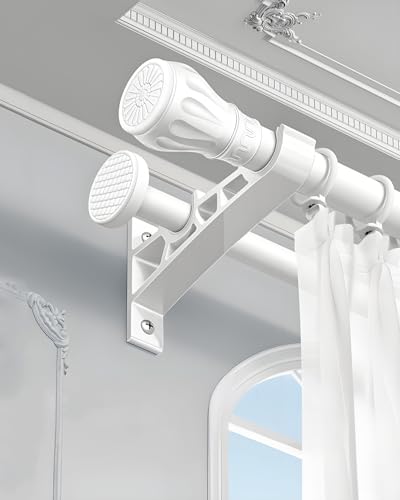 LTSRLL Doppelte Gardinenstangen Und Beschläge, 70 cm Bis 220 cm Raumteiler, Ausziehbares Vorhangstange Metall-Set Zur Wandmontage Für Sichtschutz Am Fenster(Weiß,1.5~2.2m/4.9~7.2ft) von LTSRLL