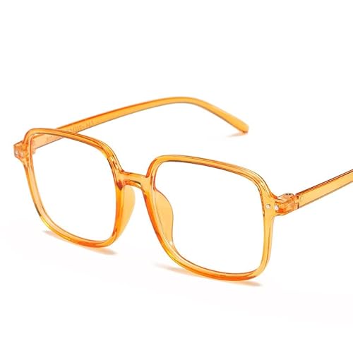 LTSRLL Große, robuste Lesebrille, übergroße, quadratische Anti-Blaulicht-Computerbrille, unzerbrechliche Lesebrille gegen Augenbelastung (Color : Yellow, Size : +0.00) von LTSRLL