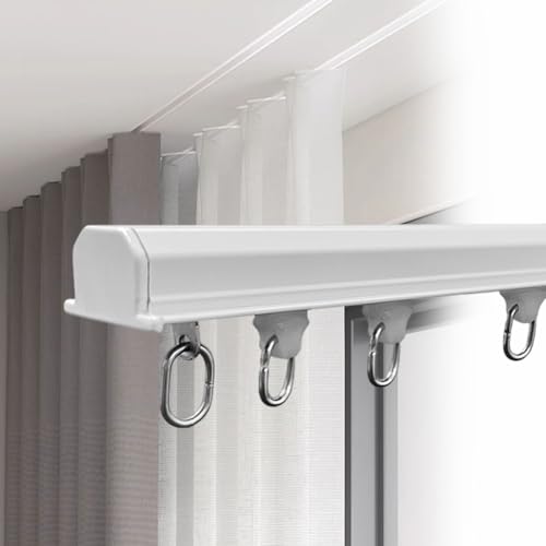 Versteckte Vorhangschiene, Aluminium-Raumteiler-Deckenschiene Für Vorhänge, Verschiebbare Gardinenstangen, Versenkte Gardinenschiene Aus Metall (Color : White, Size : 1m/3.3ft) von LTSRLL