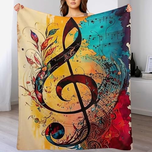 LTTTT Musiknote Decke Soft Flannel Fleece Überwurfdecken Für Bettwsche Sofa Schlafzimmer Decken Wohnzimmer Jahreszeiten Wohndecke 140×180cm von LTTTT