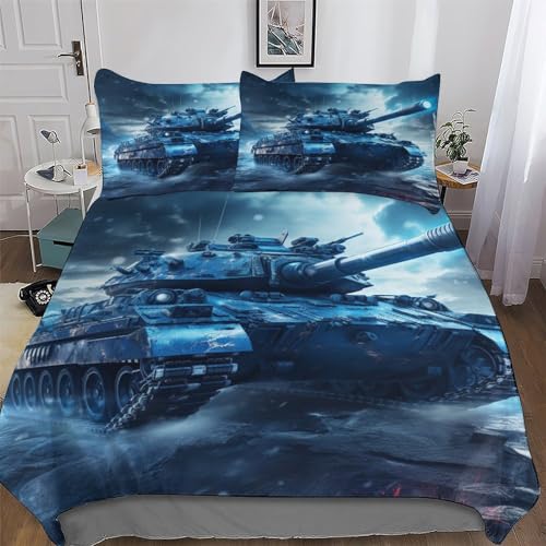 LTTTT Panzer Bettwäsche Angenehme Bettbezüge, Mikrofaser Bettdeckenbezug, Für Jungen Mädchen 2teilig Bettbezug + Kissenbezug Single(135x200cm) von LTTTT