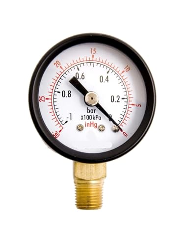 1-1/2" Universal-Druckmessgerät, schwarzer Stahl, 1/8" NPT unterer Sitz, 30HG/0PSI- von LTUNKHWP